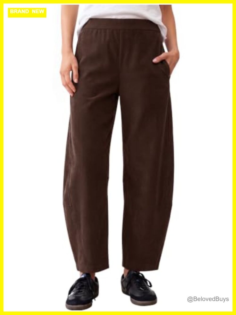 100% Cotton Corduroy Barrel Pants High Waist Tapered Ankle Trousers